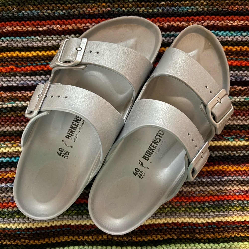 Birkenstock EVA Silver Arizona Sandals 9
